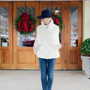 Dudley Stephens Cream Sherpa Zip Poncho